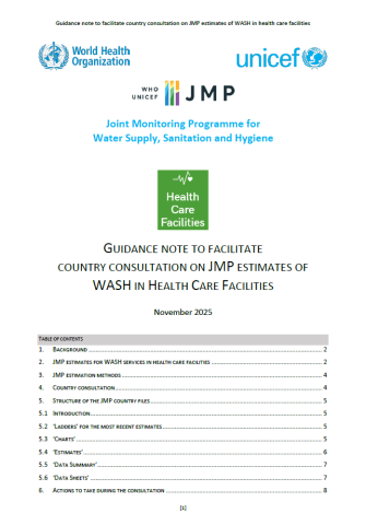 Cover page for 2025 country consultation on WASH in health care facilities