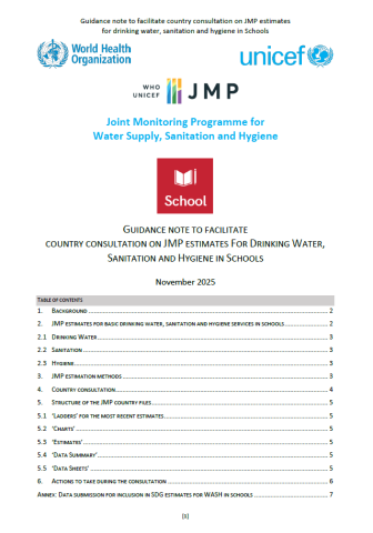 Cover page for 2025 country consultation on WASH in schools