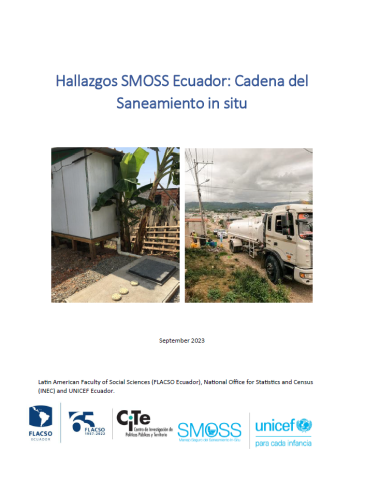 Report cover with photos of a septic tank and desludging truck om Ecuador