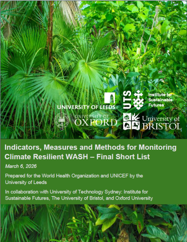 Report cover with green foliage and final short list of indicators
