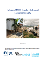 Report cover with photos of a septic tank and desludging truck om Ecuador