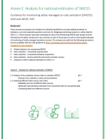 Cover page for SMOSS guidance document annex e, with clip art of a person recording and analysing data