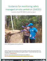 Cover page for SMOSS guidance document with photo of a team inspecting an onsite containment in Bangladesh